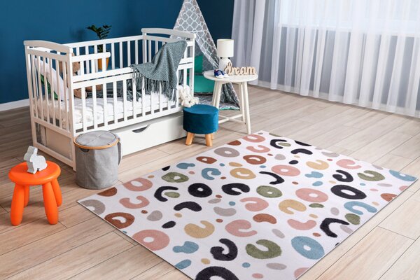 Dywany Łuszczów , Detský kusový koberec Fun Spots cream, 80x150, viacfarebná, detská izba