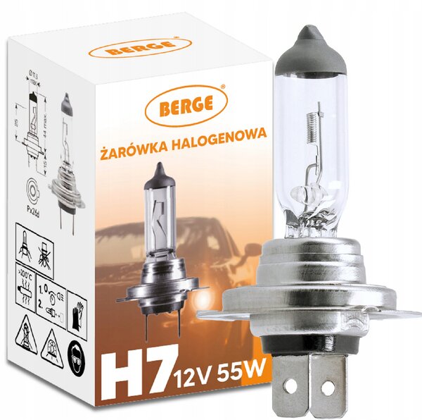 BERGE H7 Halogénová žiarovka 12V 55W Teplá farba 3200K