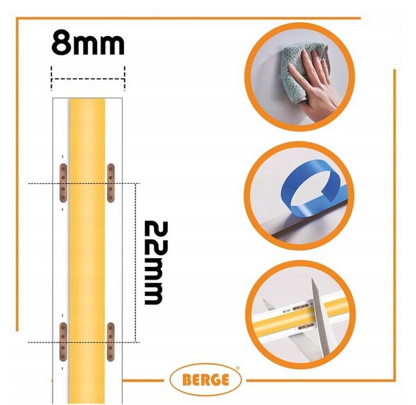 BERGE LED pásik COB Neon 12V - 480D - 9W/m - IP20 - 1m - 990lm - neutrálna farba