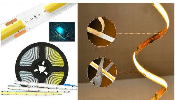 BERGE LED pásik COB Neon 12V - 480D - 9W/m - IP20 - 990lm - 5m - neutrálna farba