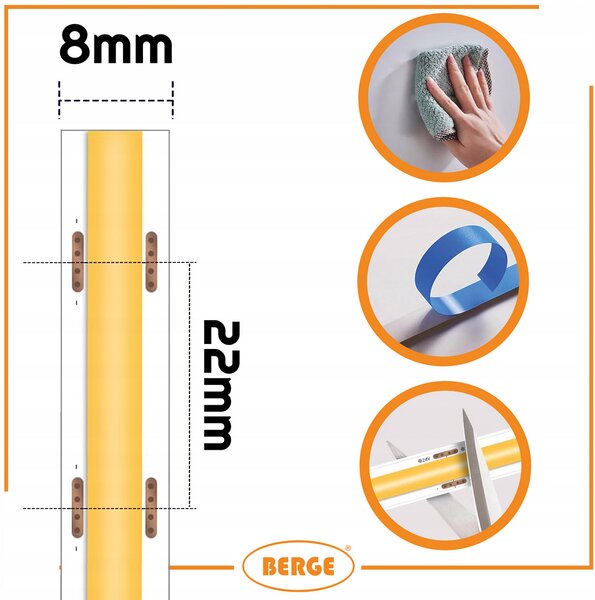 BERGE LED pásik COB Neon 12V - 480D - 9W/m - IP20 - 990lm - 5m - neutrálna farba