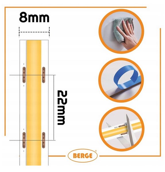 BERGE LED pásik COB Neon 12V - 480D - 9W/m - IP20 - 990lm - 5m - studená farba