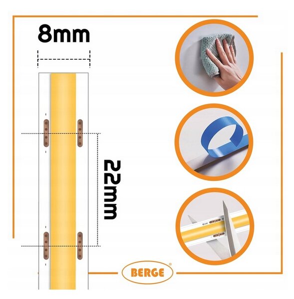 LED pásik COB Neon 12V - 480D - 9W/m - IP20 - 1m - 990lm - teplá farba BERGE