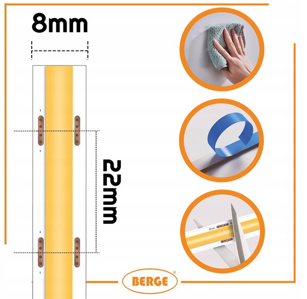 BERGE LED pásik COB Neon 24V - 480D - 9W/m - IP20 - 1m - 990lm - teplá farba