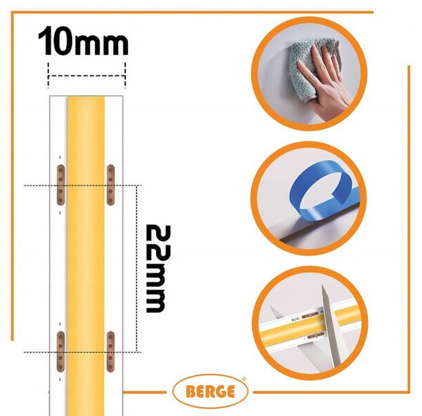 BERGE LED pásik COB Neon 12V - 528D - 15W/m - IP20 - 5m - 1650lm - teplá farba
