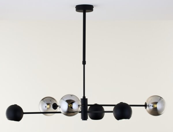 Jupiter 1974 - Luster na tyči MOKA 3xGU10/10W/230V + 3xG9/10W/230V čierna/chróm