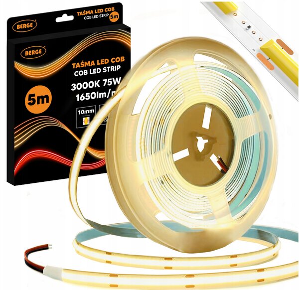 BERGE LED pásik COB Neon 12V - 528D - 15W/m - IP20 - 5m - 1650lm - teplá farba