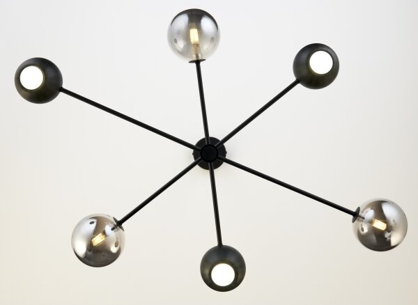 Jupiter 1974 - Luster na tyči MOKA 3xGU10/10W/230V + 3xG9/10W/230V čierna/chróm