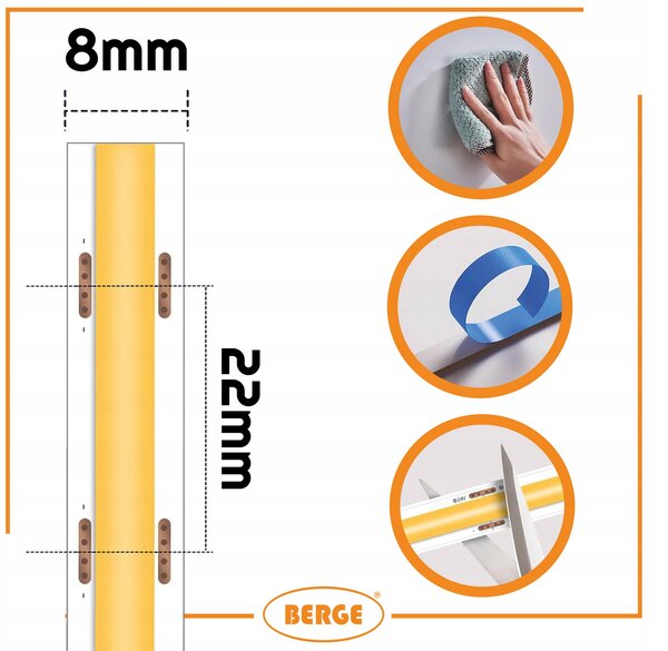 BERGE LED pásik COB Neon 24V - 480D - 9W/m - IP20 - 990lm - 5m - neutrálna farba