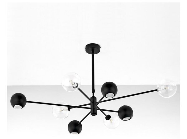 Jupiter 1996 - Luster na tyči MOKA 4xGU10/10W/230V + 4xG9/10W/230V čierna/číra