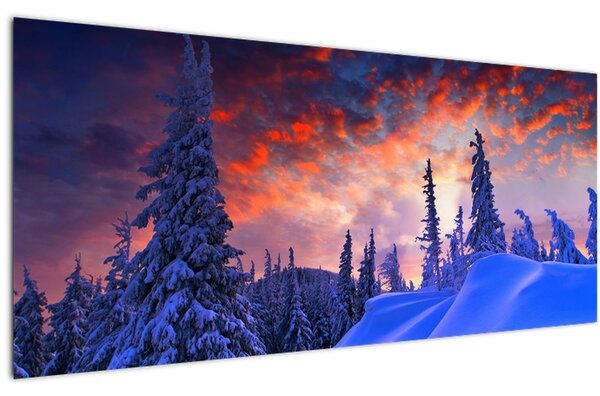 Obraz - Zimný súmrak (120x50 cm)