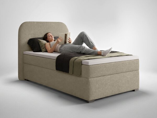 Jednolôžková boxspring posteľ s úložným priestorom Gavin 90x200 - béžová