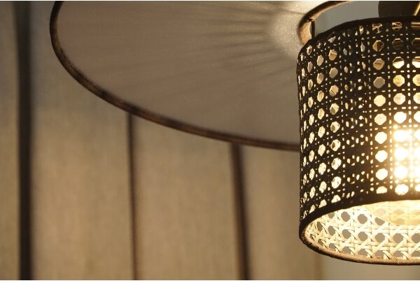 Duolla - Prisadený luster TOKYO RATTAN 1xE27/15W/230V pr. 50 cm čierna/strieborná