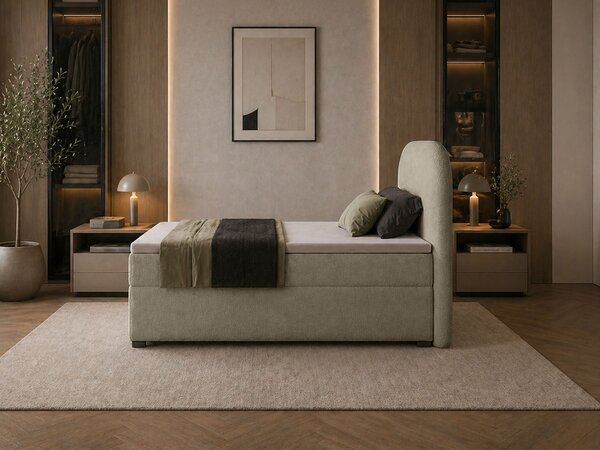 Jednolôžková boxspring posteľ s úložným priestorom Gavin 90x200 - béžová
