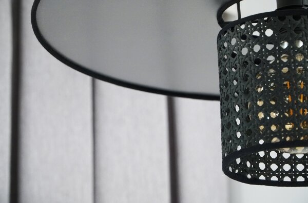 Duolla - Prisadený luster TOKYO RATTAN 1xE27/15W/230V pr. 50 cm čierna/strieborná