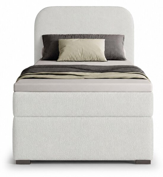 Jednolôžková boxspring posteľ s úložným priestorom Gavin 90x200 - biela