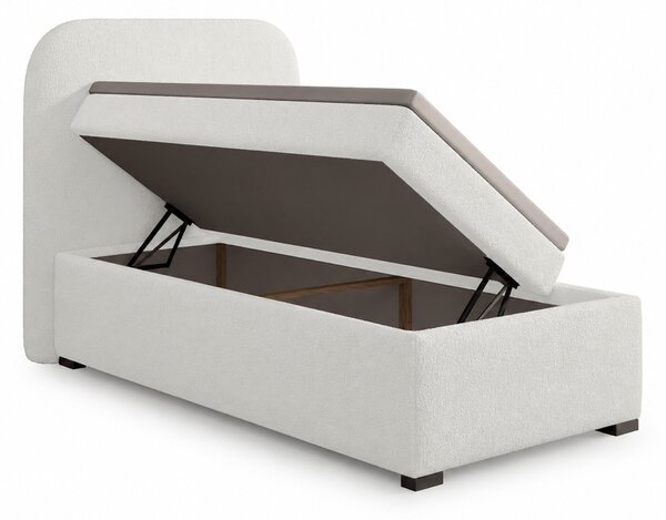 Jednolôžková boxspring posteľ s úložným priestorom Gavin 90x200 - biela