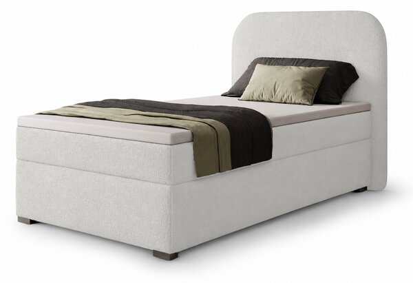 Jednolôžková boxspring posteľ s úložným priestorom Gavin 90x200 - biela