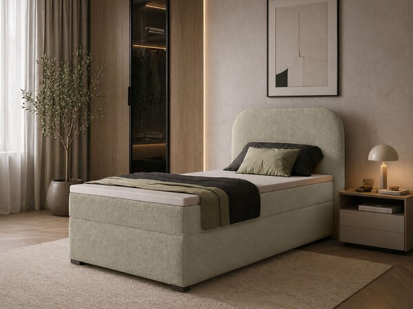 Jednolôžková boxspring posteľ s úložným priestorom Gavin 90x200 - béžová