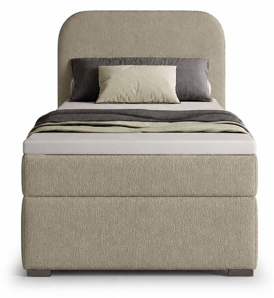 Jednolôžková boxspring posteľ s úložným priestorom Gavin 90x200 - béžová