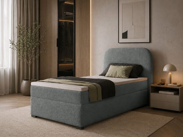Jednolôžková boxspring posteľ s úložným priestorom Gavin 90x200 - sivá
