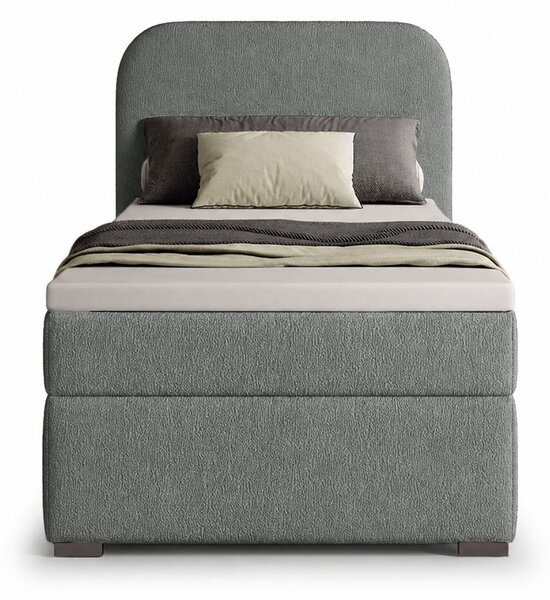 Jednolôžková boxspring posteľ s úložným priestorom Gavin 90x200 - sivá
