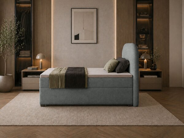Jednolôžková boxspring posteľ s úložným priestorom Gavin 90x200 - sivá