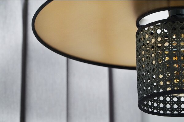Duolla - Prisadený luster TOKYO RATTAN 1xE27/15W/230V pr. 50 cm zlatá/čierna