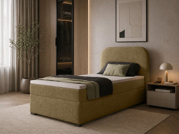 Jednolôžková boxspring posteľ s úložným priestorom Gavin 90x200 - hnedá