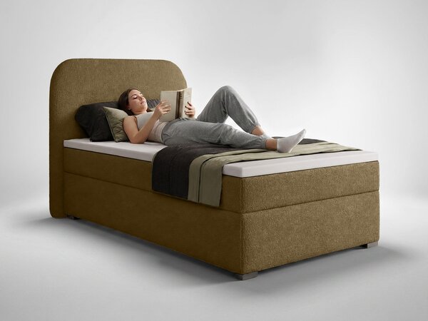 Jednolôžková boxspring posteľ s úložným priestorom Gavin 90x200 - hnedá