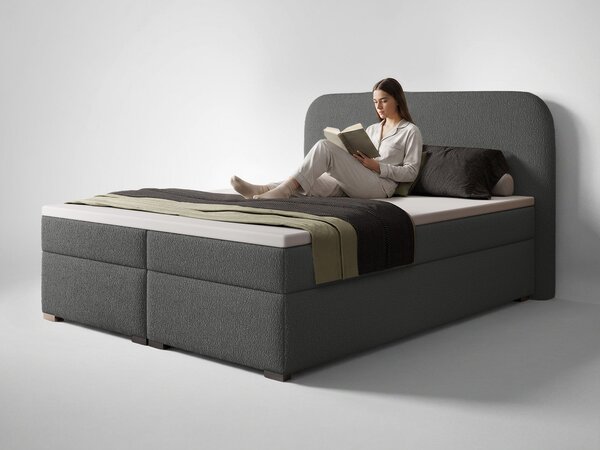 Jednolôžková boxspring posteľ s úložným priestorom Gavin 120x200 - sivá