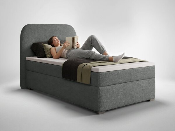 Jednolôžková boxspring posteľ s úložným priestorom Gavin 90x200 - sivá