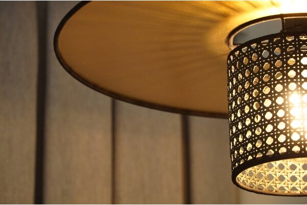 Duolla - Prisadený luster TOKYO RATTAN 1xE27/15W/230V pr. 50 cm zlatá/čierna