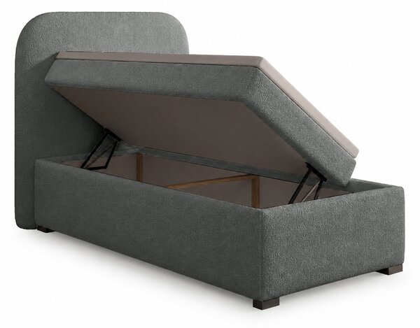 Jednolôžková boxspring posteľ s úložným priestorom Gavin 90x200 - sivá