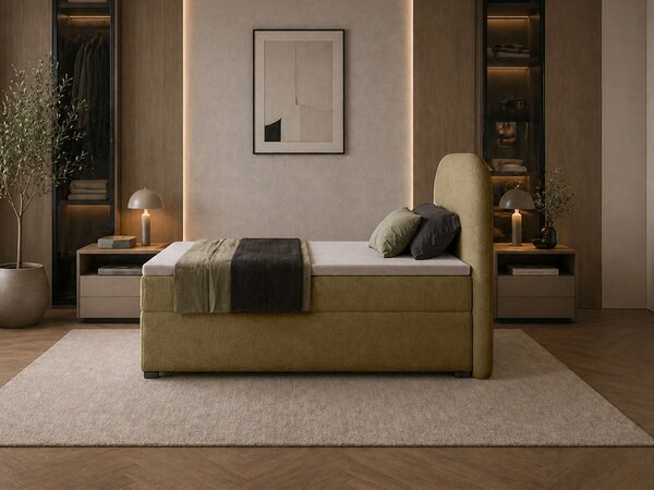 Jednolôžková boxspring posteľ s úložným priestorom Gavin 90x200 - hnedá