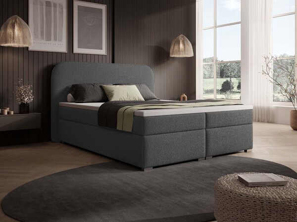 Jednolôžková boxspring posteľ s úložným priestorom Gavin 120x200 - sivá