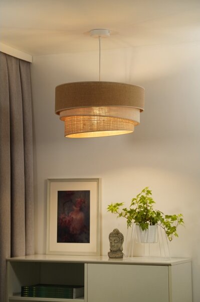 Duolla - Luster na lanku YUTE TRIO 1xE27/15W/230V pr. 45 cm hnedá/šedá/béžová