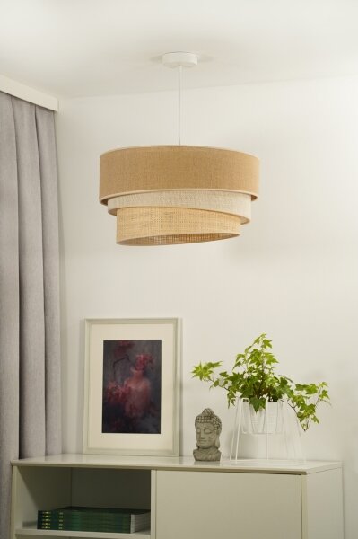 Duolla - Luster na lanku YUTE TRIO 1xE27/15W/230V pr. 45 cm hnedá/šedá/béžová