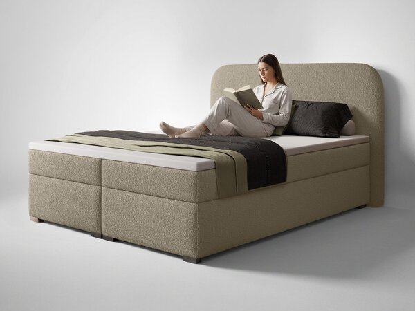Jednolôžková boxspring posteľ s úložným priestorom Gavin 120x200 - béžová