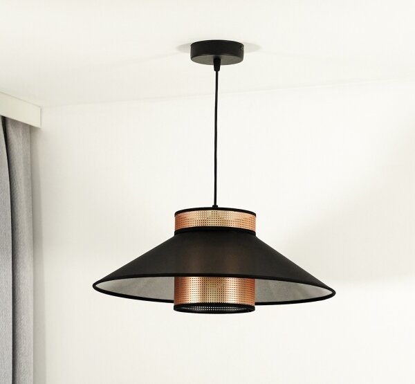 Duolla - Luster na lanku RIO SHINY 1xE27/15W/230V pr. 45 cm čierna/medená