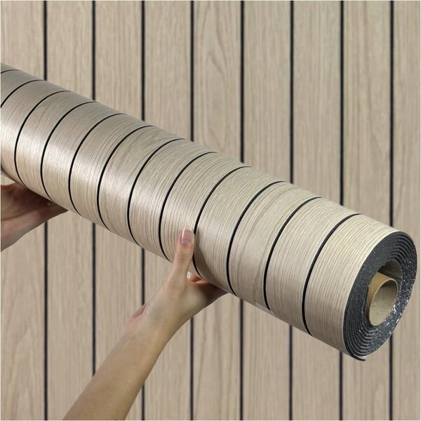 Samolepiace lamely na stenu TPW3971702, cena za kus, rozmer 280 cm x 60 cm, svetlo hnedé, IMPOL TRADE