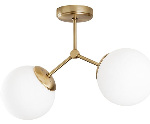 Biele/v mosadznej farbe stropné svietidlo so skleneným tienidlom 15x44 cm Damar – Opviq lights