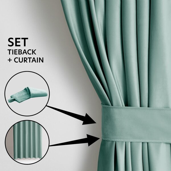 Svetlozelený zamatový dimout záves 140x245 cm Pleat – Restilo