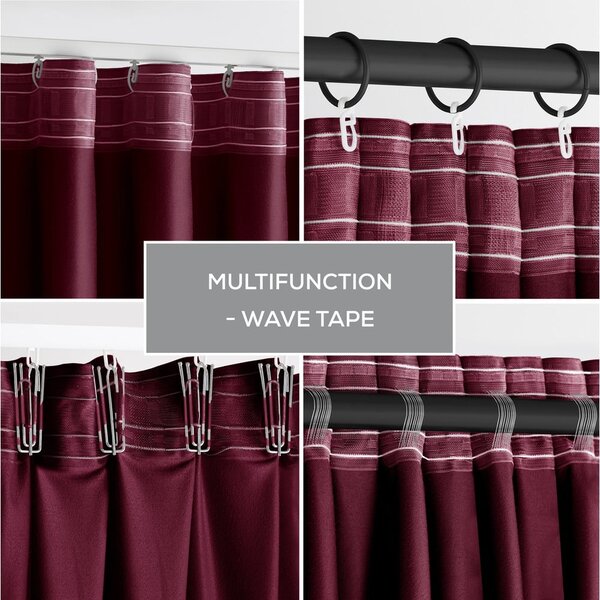 Vínovočervený zamatový dimout záves 140x245 cm Pleat – Restilo