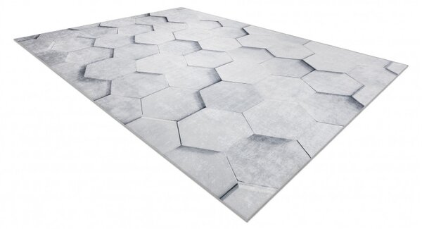 Dywany Łuszczów , Kusový koberec ANDRE Hexagon 3D 1180, 120x170, šedá, chodba / predsieň