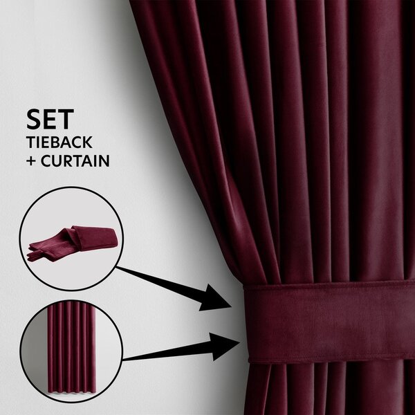 Vínovočervený zamatový dimout záves 140x245 cm Pleat – Restilo