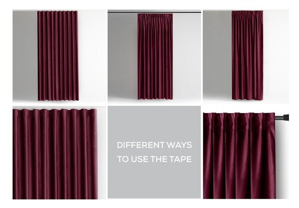 Vínovočervený zamatový dimout záves 140x245 cm Pleat – Restilo