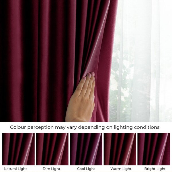 Vínovočervený zamatový dimout záves 140x245 cm Pleat – Restilo