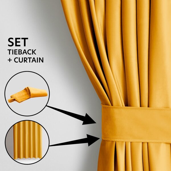 Žltý zamatový dimout záves 140x245 cm Eyelets – Restilo