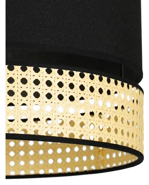 Duolla - Luster na lanku DOUBLE RATTAN 1xE27/15W/230V pr. 40 cm čierna/béžová
